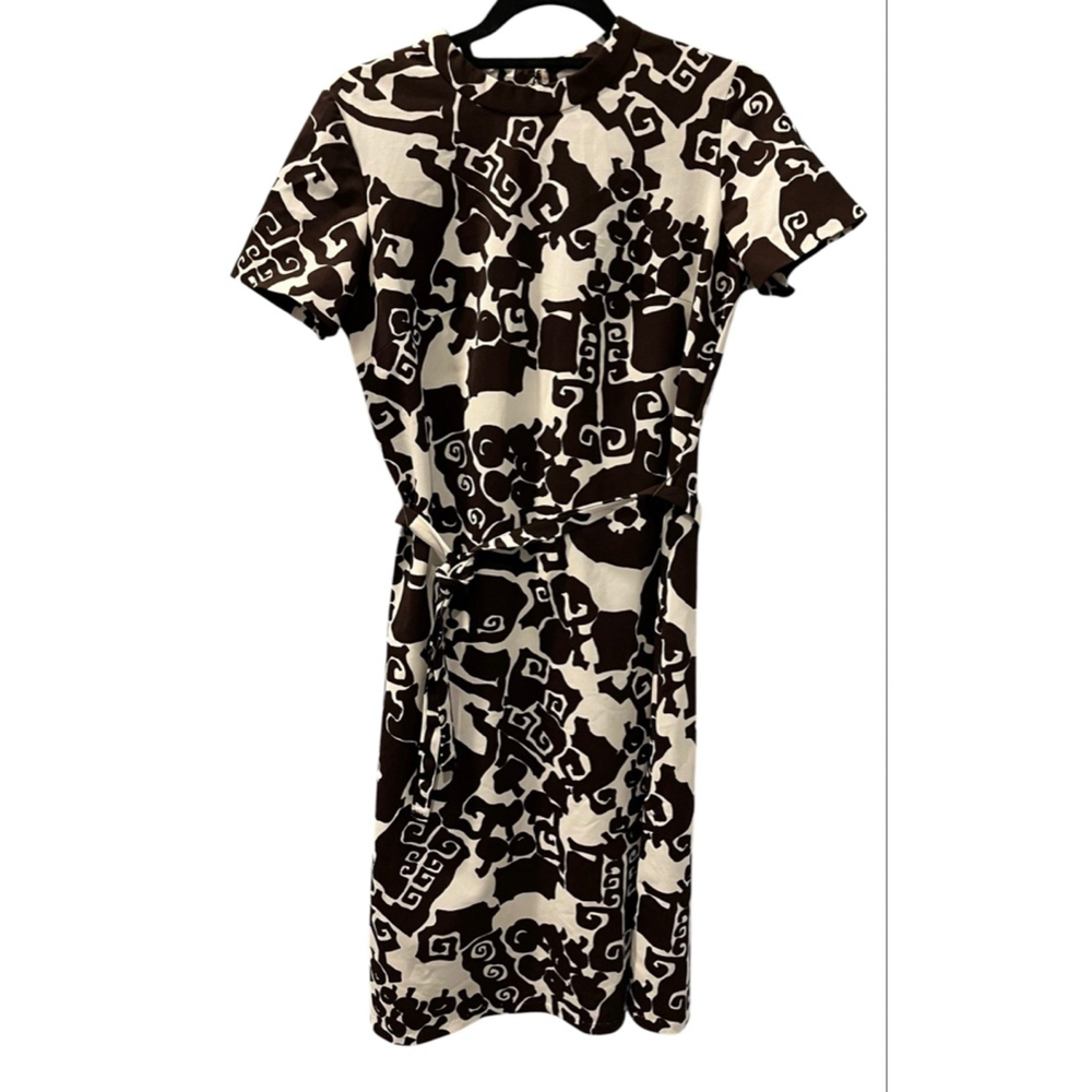 Vintage 1960's Hob Nobber Mod Abstract Print Day Dress Size Medium Short Sleeve